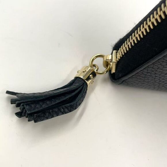 Gucci Soho GG Round Zip Wallet Leather Black Gold - Picture 11 of 13